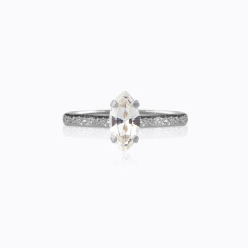 Ring Petite Navette Rhodium Crystal - Dahlströms Guld