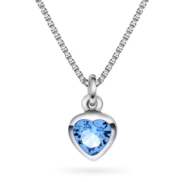 Halsband Silver hjärta blå sten 65056