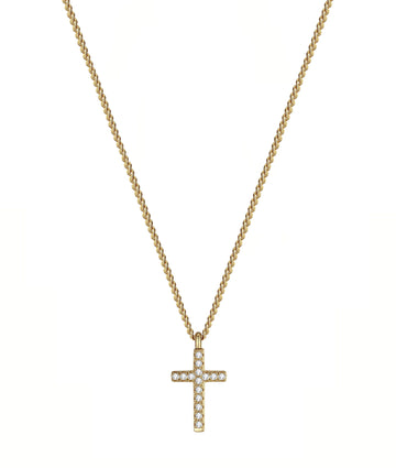 Cross Crystal Halsband Guld