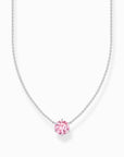 Halsband silver med rosa rund sten KE2210-051-9