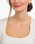 Halsband silver med rosa rund sten KE2210-051-9