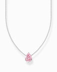 Halsband silver med rosa droppformad sten KE2213-051-9