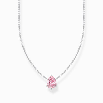 Halsband silver med rosa droppformad sten KE2213-051-9