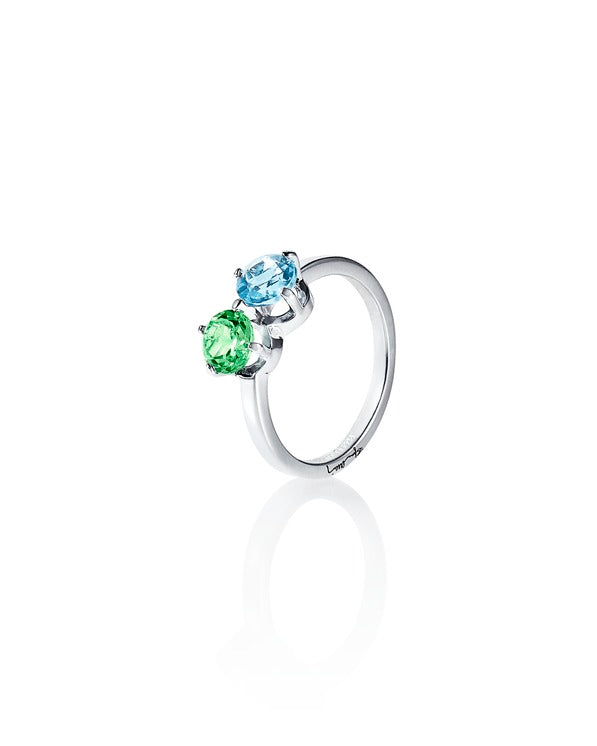 The Sea & I Ring Green Sapphire/Topaz - Dahlströms Guld