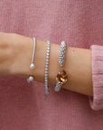 Mini Twisted Armband Rhodium / Pearl