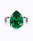 Ring Mini Drop Rhodium Majestic Green