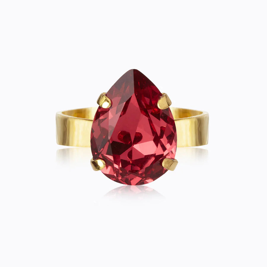 Ring Mini Drop Gold Mulberry Red - Dahlströms Guld