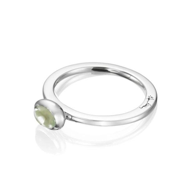 Ring Love Bead Silver Green Quartz