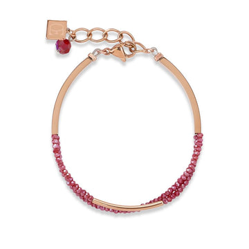 Armband Waterfall Rose Gold & Glass Red
