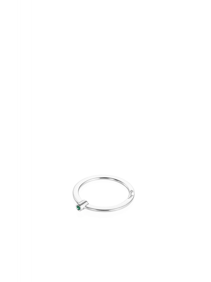 Ring Micro Blink Green Emerald Silver