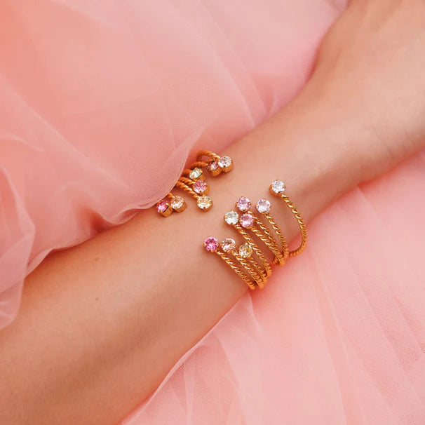 Mini Twisted Armband Rhodium / Light Peach - Dahlströms Guld