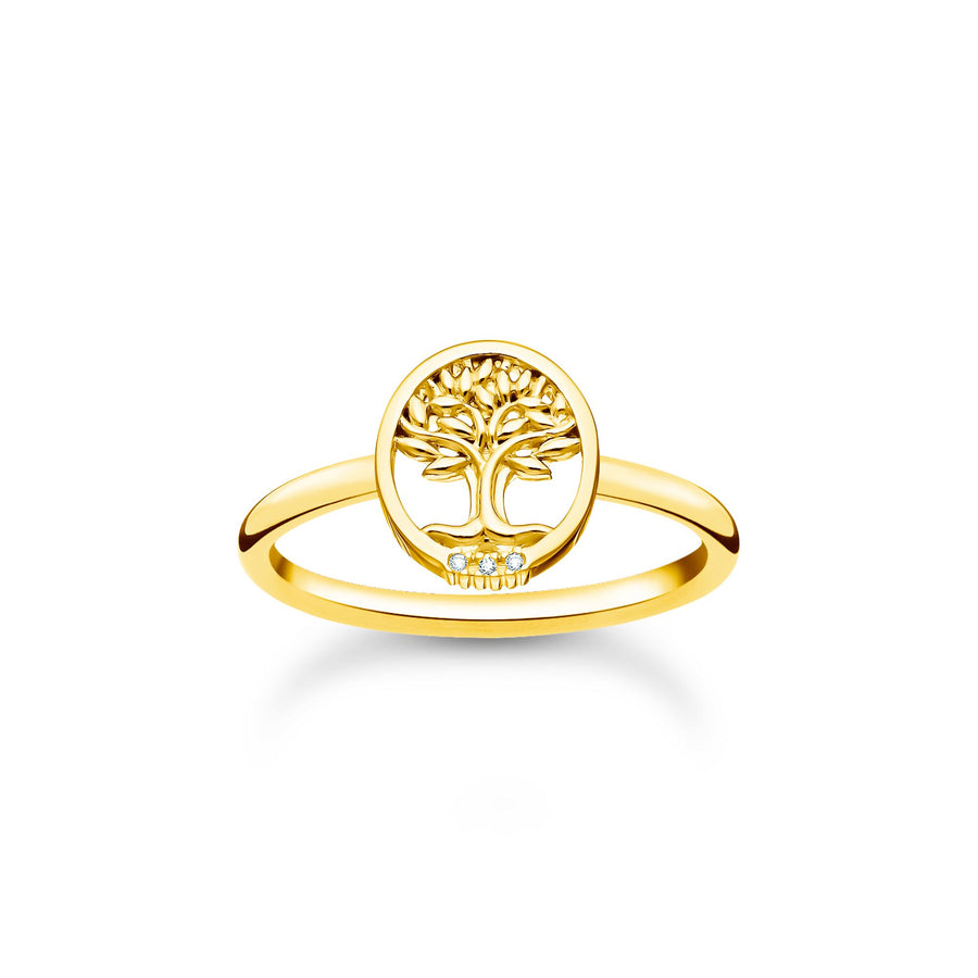 Ring Tree Of Love Med Vita Stenar Guld