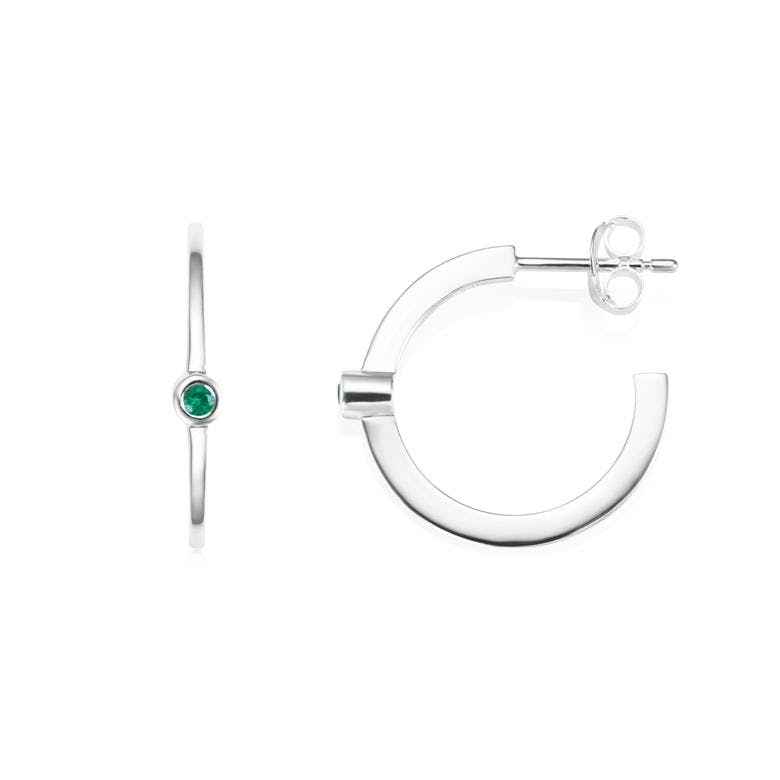 Örhängen Micro Blink Hoops Green Emerald - Dahlströms Guld