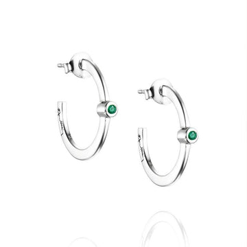 Örhängen Micro Blink Hoops Green Emerald - Dahlströms Guld