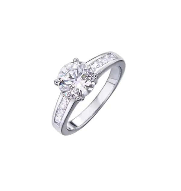 Platinum Solitaire Ring With Zirconia - Dahlströms Guld