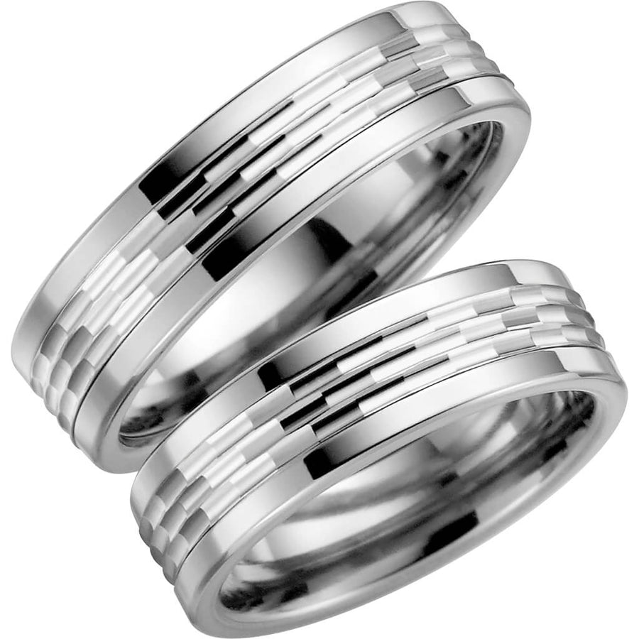 5003-6 - Flerfärgad ring i titan & vitguld